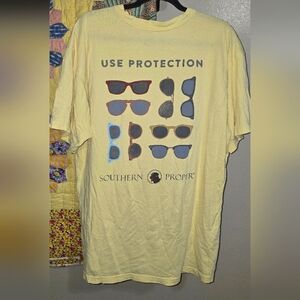 Southern Proper Yellow Short Sleeve Tee with Sunglasses Graphic